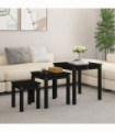 Nesting Tables 3 pcs Black Solid Wood Pine