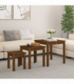 Nesting Tables 3 pcs Honey Brown Solid Wood Pine