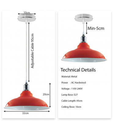 New Vintage Pendant Ceiling Shade Industrial Chandelier Flush mount Lighting UK