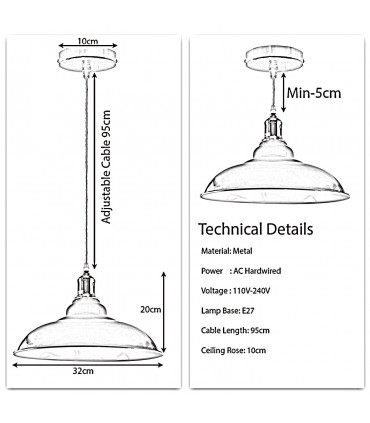 New Vintage Pendant Ceiling Shade Industrial Chandelier Flush mount Lighting UK