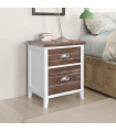 Nightstand 2 pcs with 2 Drawers Brown and White