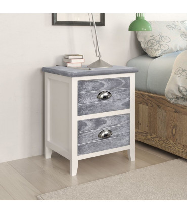 Nightstand 2 pcs with 2 Drawers Grey and White