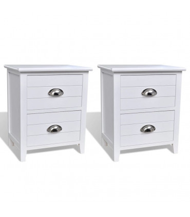 Nightstand 2 pcs with 2 Drawers White