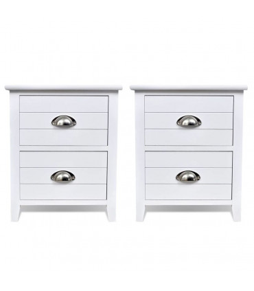 Nightstand 2 pcs with 2 Drawers White