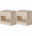 Nightstand 2 pcs with Drawer Oak Colour
