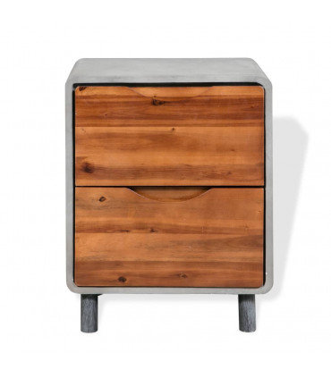 Nightstand Concrete Solid Acacia Wood 40x30x50 cm