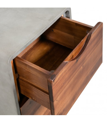 Nightstand Concrete Solid Acacia Wood 40x30x50 cm