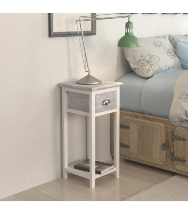 Nightstand with 1 Drawer Grey and White