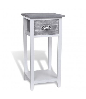 Nightstand with 1 Drawer Grey and White
