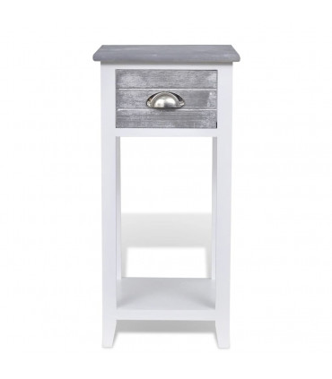 Nightstand with 1 Drawer Grey and White