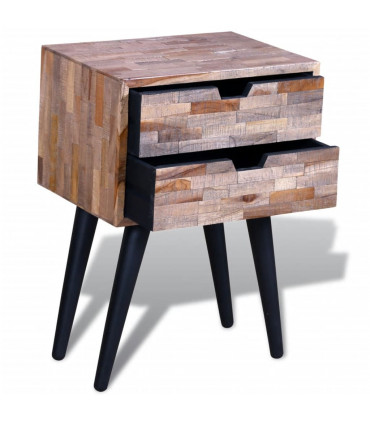 Nightstand with 2 Drawers Reclaimed Teak Wood