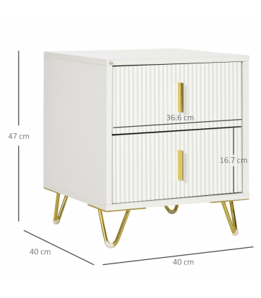 Nightstand with 2 Drawers, Side End Table for Living Room, Bedroom