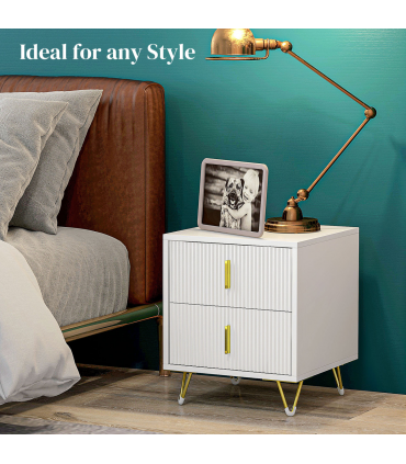 Nightstand with 2 Drawers, Side End Table for Living Room, Bedroom