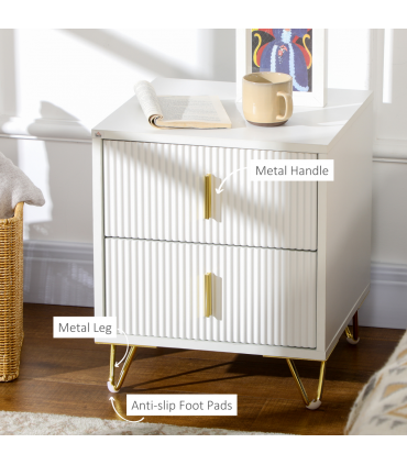 Nightstand with 2 Drawers, Side End Table for Living Room, Bedroom