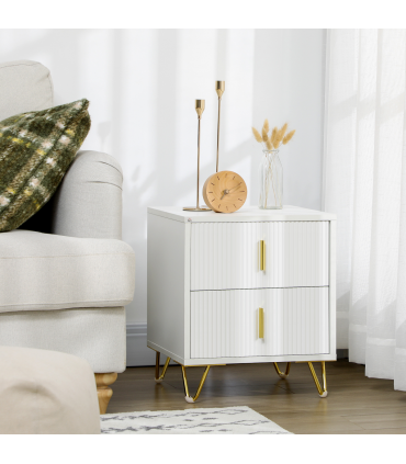 Nightstand with 2 Drawers, Side End Table for Living Room, Bedroom