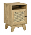 Nightstand, Bedside Table with Drawer and Shelf, End Table with Rattan Element