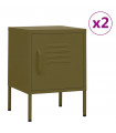 Nightstands 2 pcs Olive Green 35x35x51 cm Steel