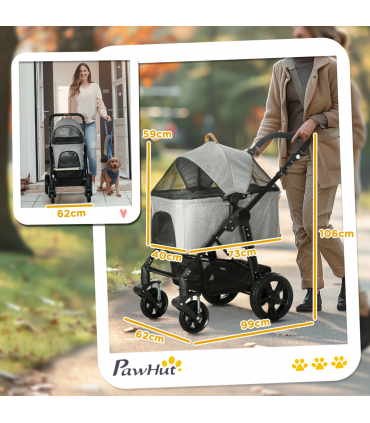 PawHut Pet Stroller Foldable Dog Cat Travel Carrying Bag for Small Dogs