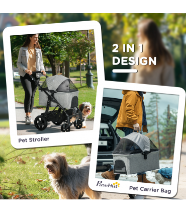 PawHut Pet Stroller Foldable Dog Cat Travel Carrying Bag for Small Dogs