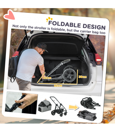 PawHut Pet Stroller Foldable Dog Cat Travel Carrying Bag for Small Dogs