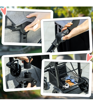 PawHut Pet Stroller Foldable Dog Cat Travel Carrying Bag for Small Dogs