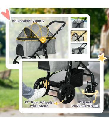 PawHut Pet Stroller Foldable Dog Cat Travel Carrying Bag for Small Dogs