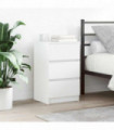 vidaXL Bedside Cabinets with 3 Drawers 2 pcs White 39x35x65 cm