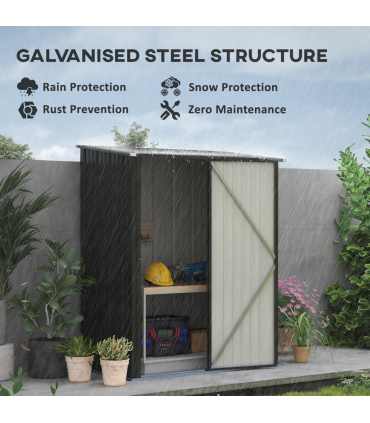 Outdoor Storage Shed Steel Garden Shed w/ Lockable Door for Backyard Patio Lawn