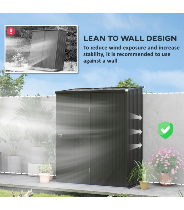 Outdoor Storage Shed Steel Garden Shed w/ Lockable Door for Backyard Patio Lawn