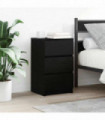 vidaXL Bedside Cabinets with 3 Drawers 2 pcs Black 39x35x65 cm