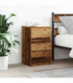 vidaXL Bedside Cabinet with 3 Drawers Old Wood 39x35x65 cm