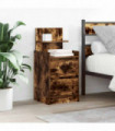 vidaXL Bedside Cabinet with 2 Drawers Smoked Oak 38x34x80 cm