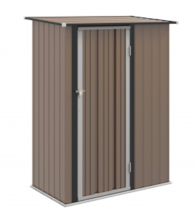Outdoor Storage Shed Steel Garden Shed with Lockable Door Brown