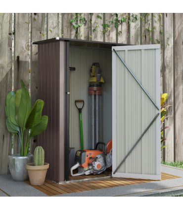 Outdoor Storage Shed Steel Garden Shed with Lockable Door Brown