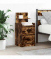 vidaXL Bedside Cabinets with 2 Drawers 2 pcs Smoked Oak 38x34x80 cm