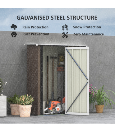 Outdoor Storage Shed Steel Garden Shed with Lockable Door Brown