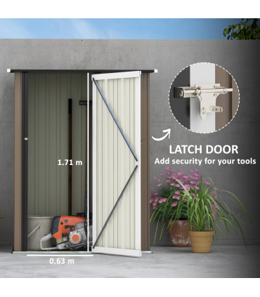 Outdoor Storage Shed Steel Garden Shed with Lockable Door Brown