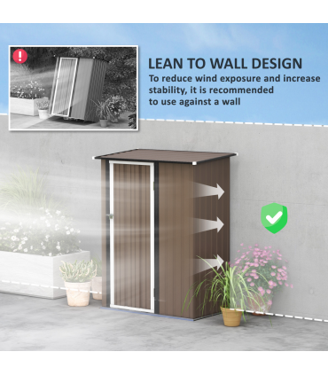 Outdoor Storage Shed Steel Garden Shed with Lockable Door Brown