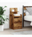vidaXL Bedside Cabinet with 2 Drawers Old Wood 38x34x80 cm