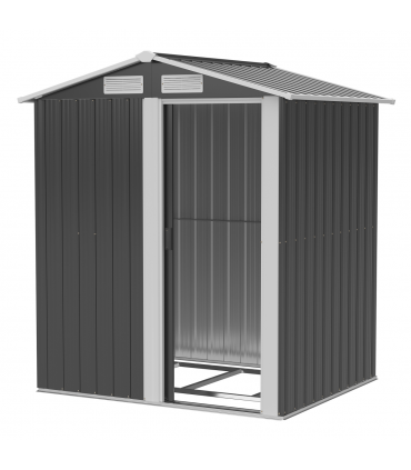 Outdoor Storage Shed, Sliding Door, Sloped Roof  152 x 132 x 188 cm, Grey