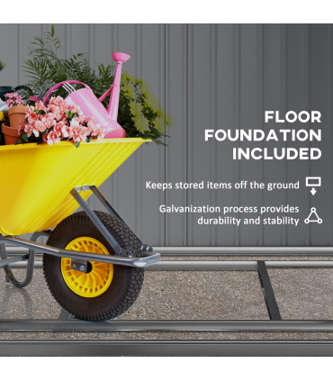 Outdoor Storage Shed, Sliding Door, Sloped Roof  152 x 132 x 188 cm, Grey