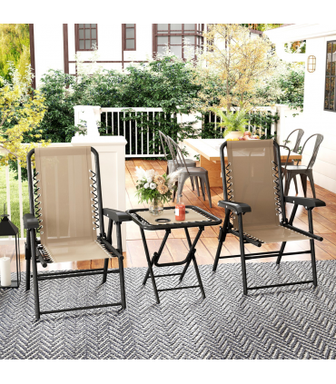 Outdoor Three-Piece Folding Set - Portable Chairs & Table for Easy Storage