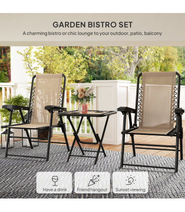 Outdoor Three-Piece Folding Set - Portable Chairs & Table for Easy Storage