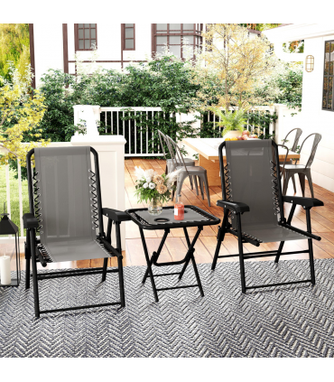 Outdoor Three-Piece Folding Set - Portable Chairs & Table for Easy Storage