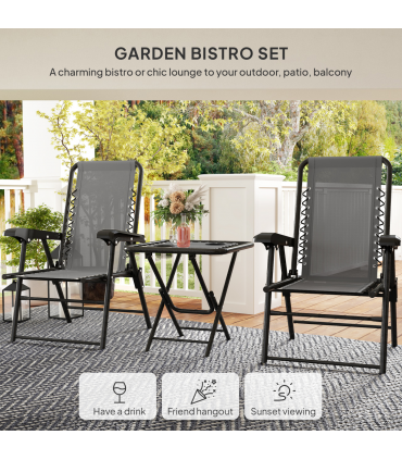 Outdoor Three-Piece Folding Set - Portable Chairs & Table for Easy Storage