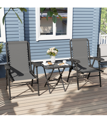 Outdoor Three-Piece Folding Set - Portable Chairs & Table for Easy Storage