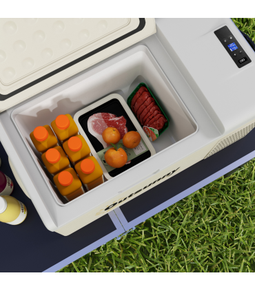 Outsunny 16L Car Refrigerator Fridge Freezer, 12/24V DC and 100-240V AC, Khaki