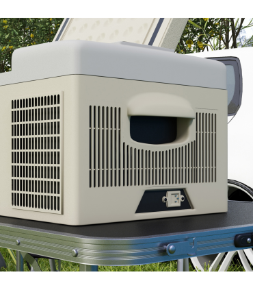 Outsunny 16L Car Refrigerator Fridge Freezer, 12/24V DC and 100-240V AC, Khaki