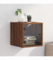 vidaXL Bedside Cabinet with Glass Door Brown Oak 35x37x35 cm