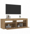 vidaXL Bedside Cabinets 2 pcs with LEDs Artisan Oak 60x35x40 cm